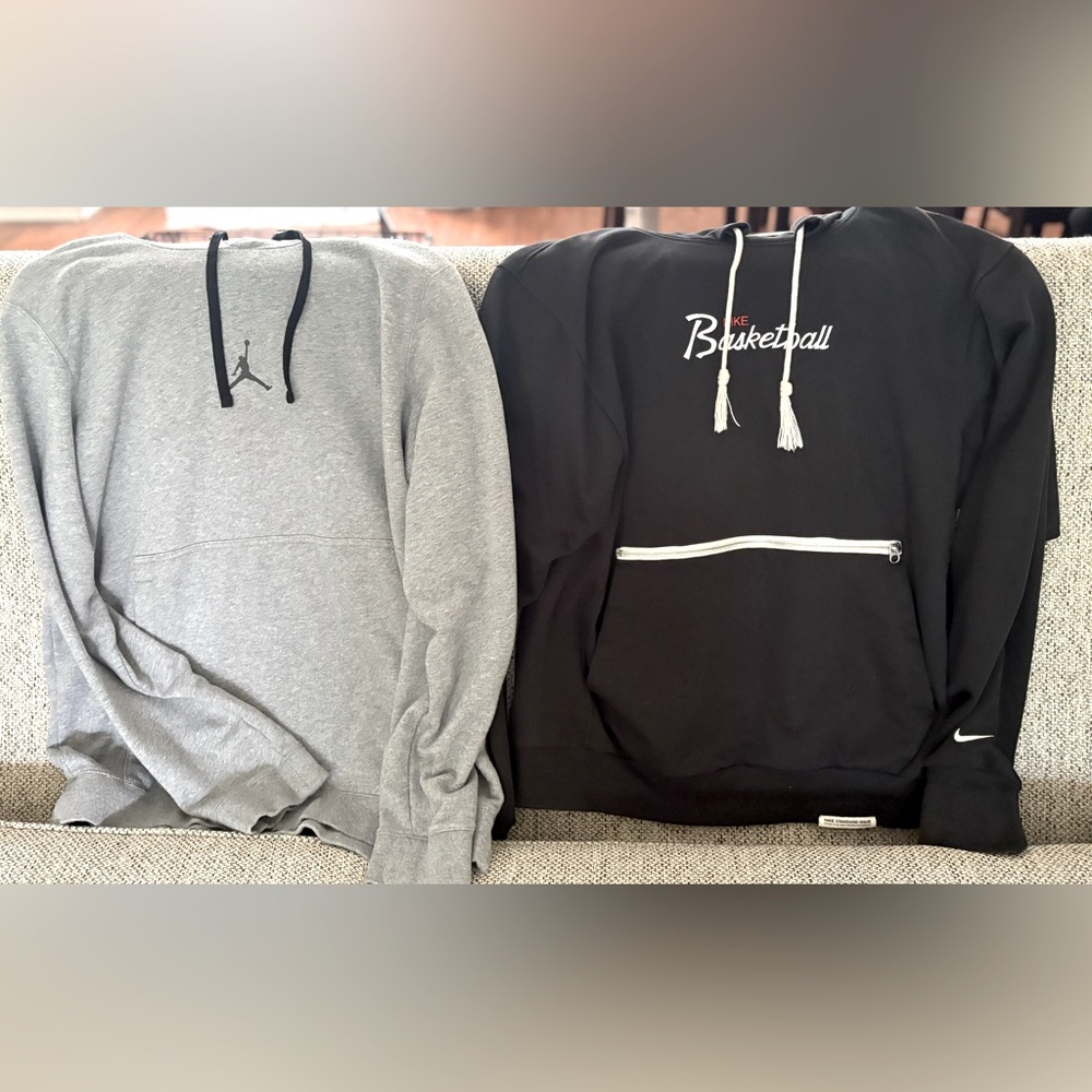 Set of 2 Nike Gray and Black Basketball Hoodies